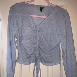 Never worn light blue waffle top - cropped or full length!